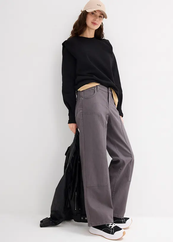 Pantalon en twill de coton élastiqué, bonprix