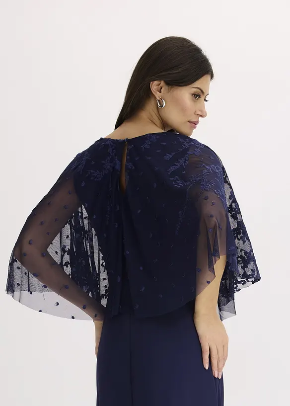 Robe longue en crêpe avec broderies florales, bonprix