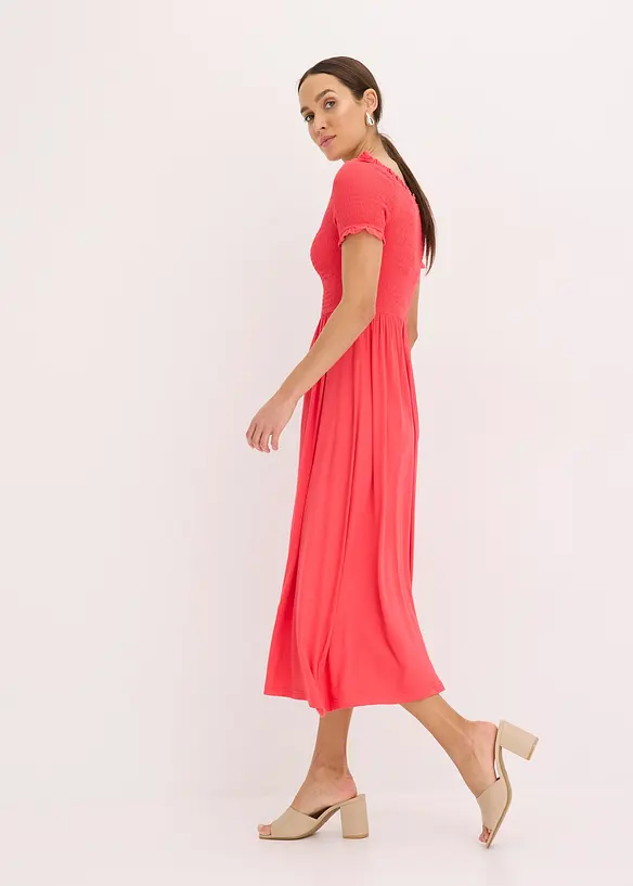 Robe midi à haut smocké, bonprix
