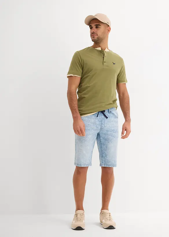 Bermuda taille élastiquée en léger denim, slim, bonprix