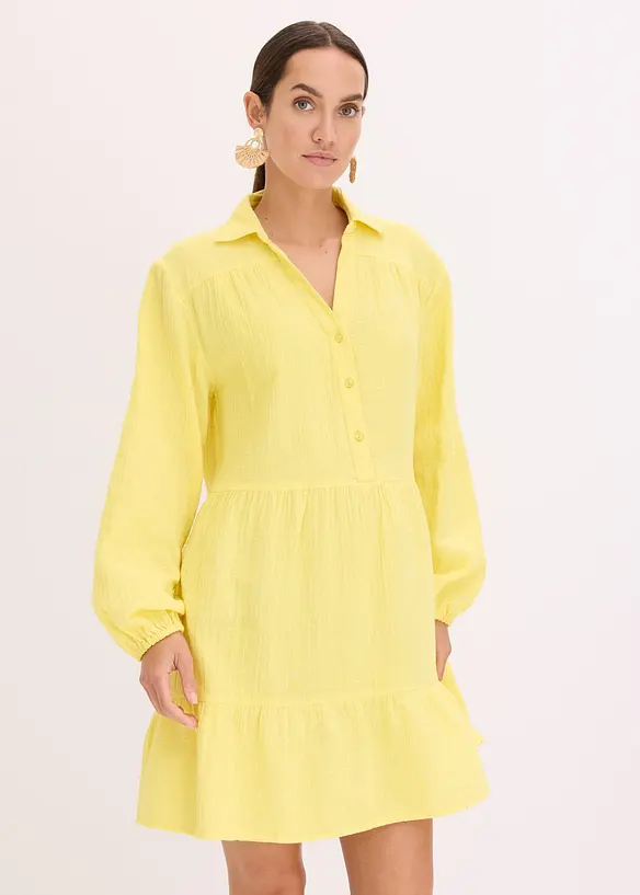 Kurzes Stufen-Kleid aus Musselin, bonprix