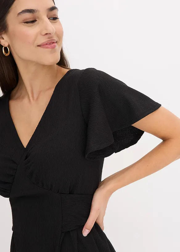 Robe légère en jersey crêpe avec manches papillon, bonprix