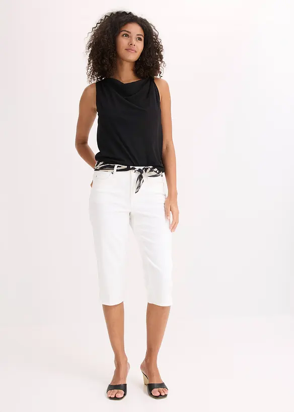 Pantalon corsaire taille élastiquée, bonprix