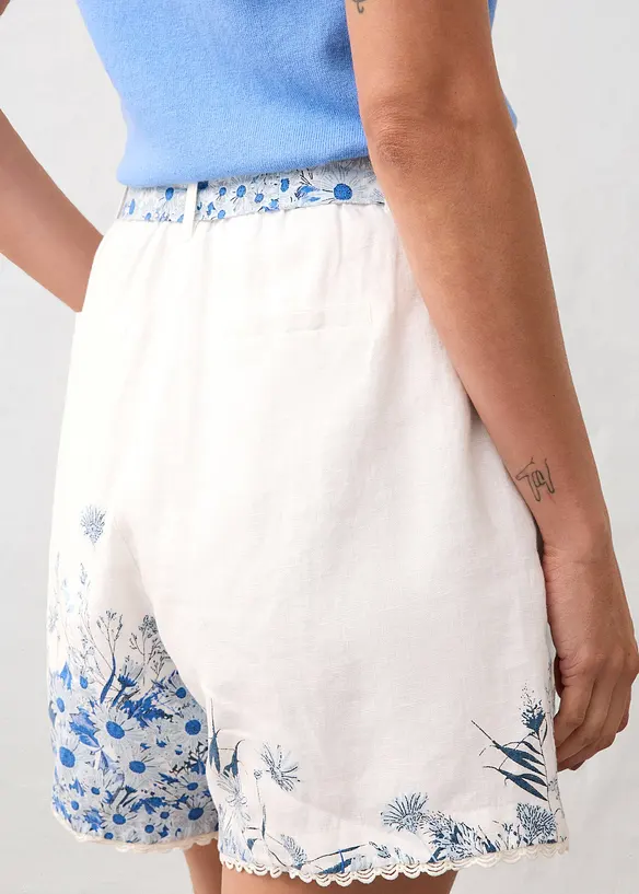 Shorts aus reinem Leinen mit floralem Druck, bonprix