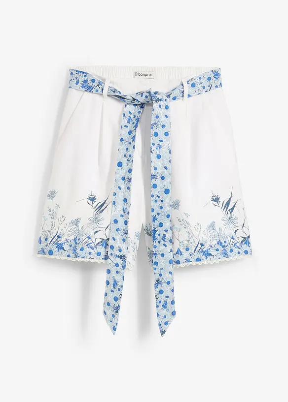 Shorts aus reinem Leinen mit floralem Druck, bonprix