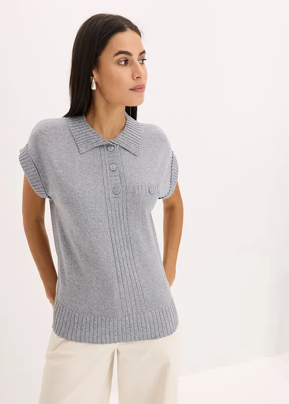 Pull col polo en coton mélangé, bonprix