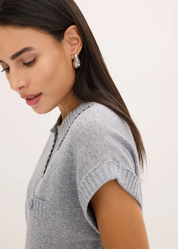 Pull col polo en coton mélangé, bonprix