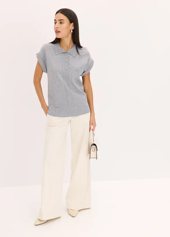Pull col polo en coton mélangé, bonprix