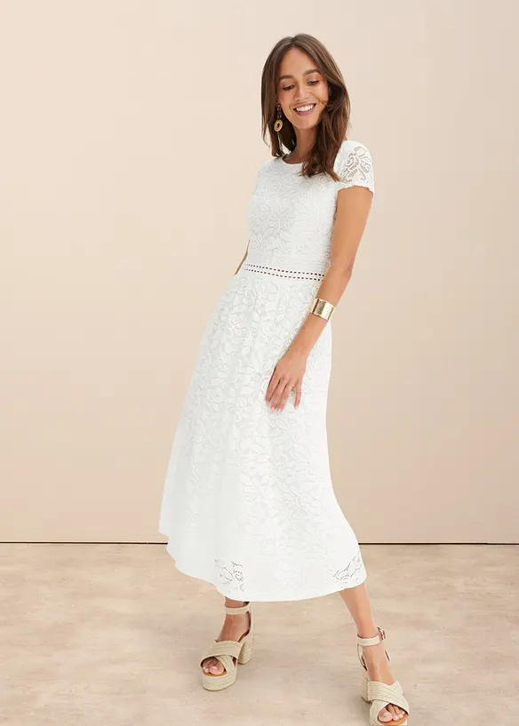 Spitzenkleid mit Häkel-Einsatz in der Taille, bonprix