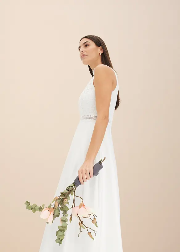 Brautkleid aus glänzendem Satin mit Spitze, bonprix
