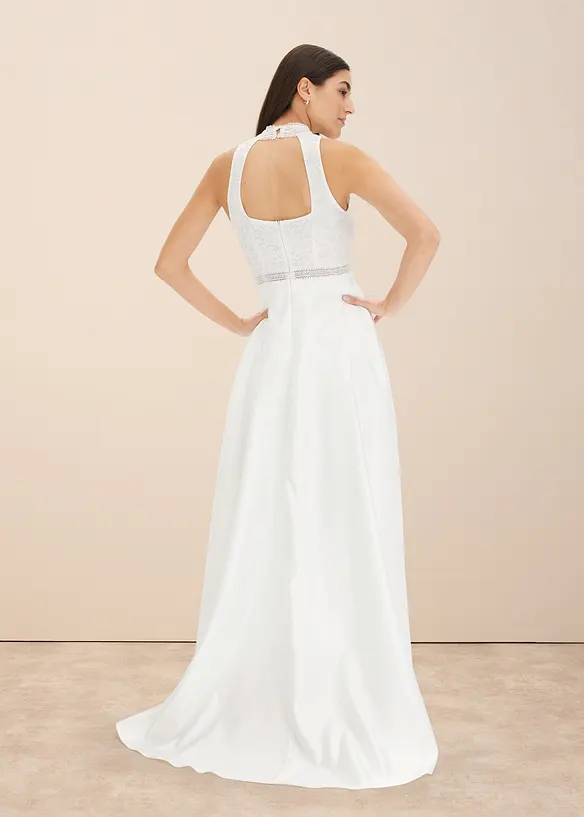 Brautkleid aus glänzendem Satin mit Spitze, bonprix