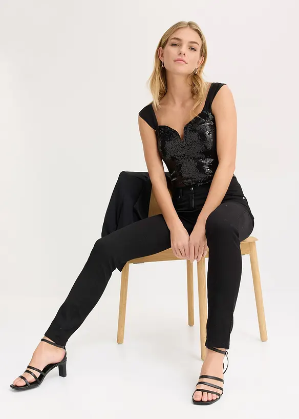 Body mit Pailletten, bonprix