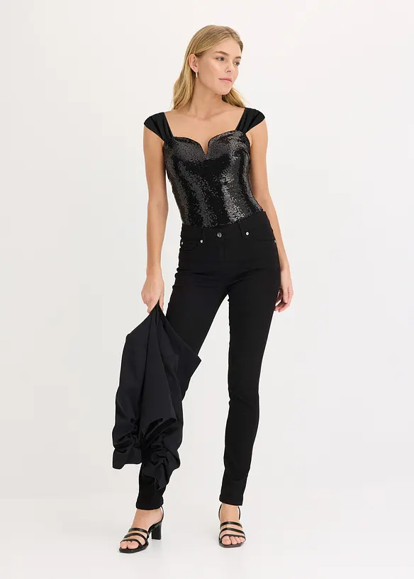 Body mit Pailletten, bonprix
