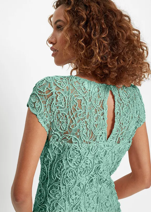 Blouse manches courtes en dentelle cordée, bonprix