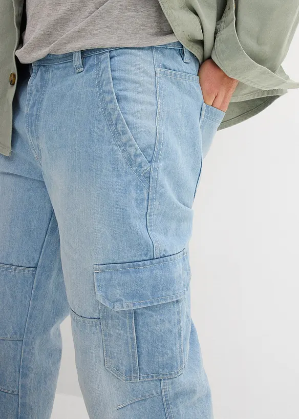 Jean cargo 3/4 Regular droit et extensible, bonprix