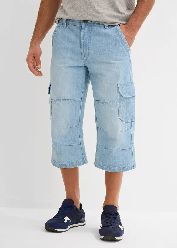 Jean cargo 3/4 Regular droit et extensible, bonprix