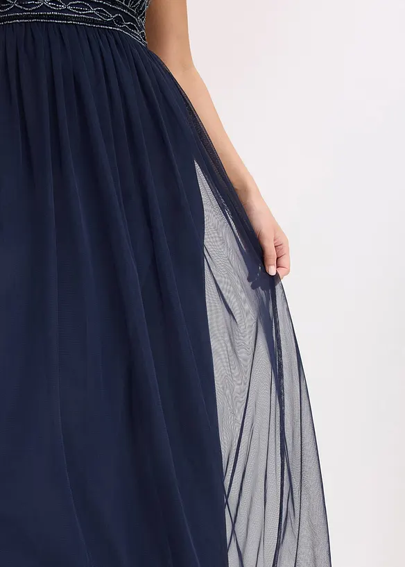 Robe longue avec perles brodées, bonprix