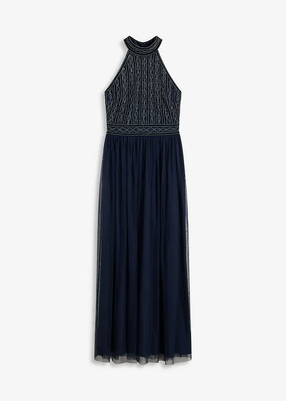 Robe longue avec perles brodées, bonprix