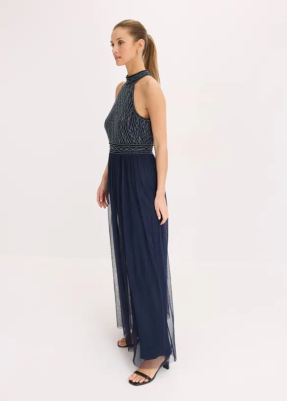 Robe longue avec perles brodées, bonprix