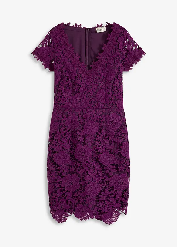 Robe en dentelle avec application en crochet sur l’encolure, bonprix
