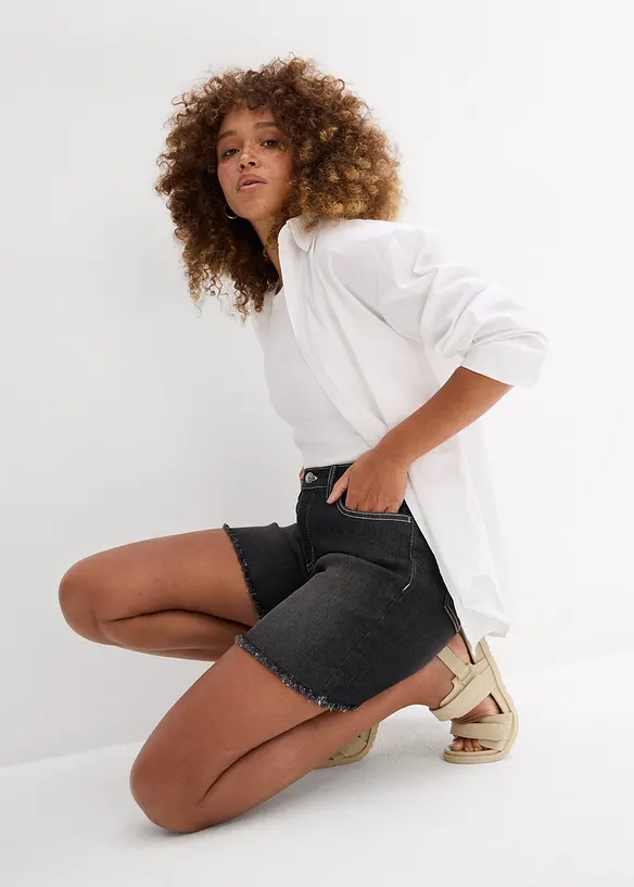 Short en jean, taille mi-haute, extensible, bonprix