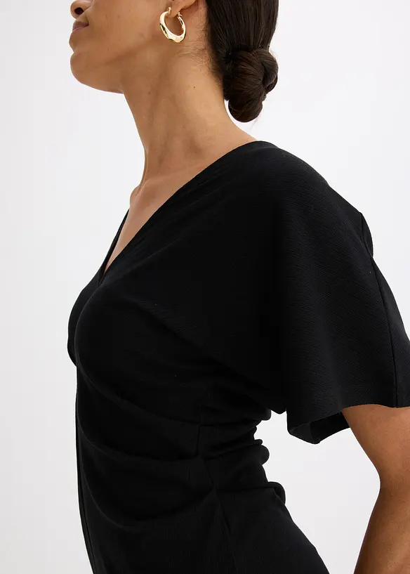 Robe en jersey côtelé, froncée sur le côté, bonprix