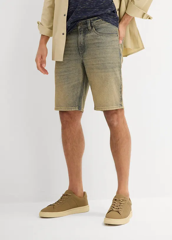 Bermuda en jean délavé effet sali, Regular, bonprix