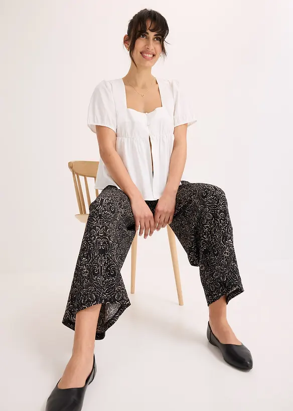 Bluse mit Puffärmeln und Knöpfen, bonprix