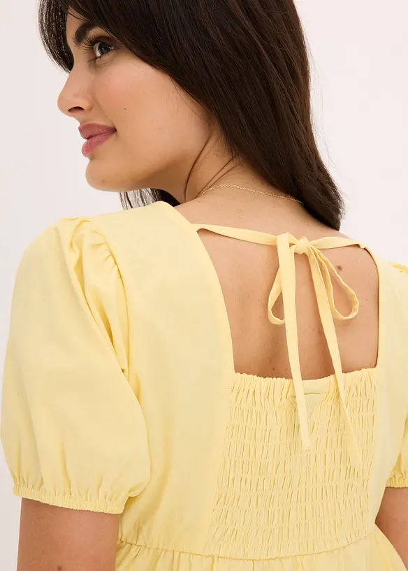 Blouse à manches bouffantes et encolure boutonnée, bonprix