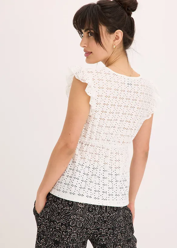 T-shirt à broderies anglaises, bonprix