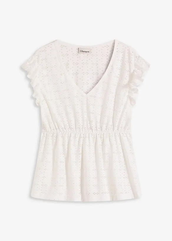 T-shirt à broderies anglaises, bonprix