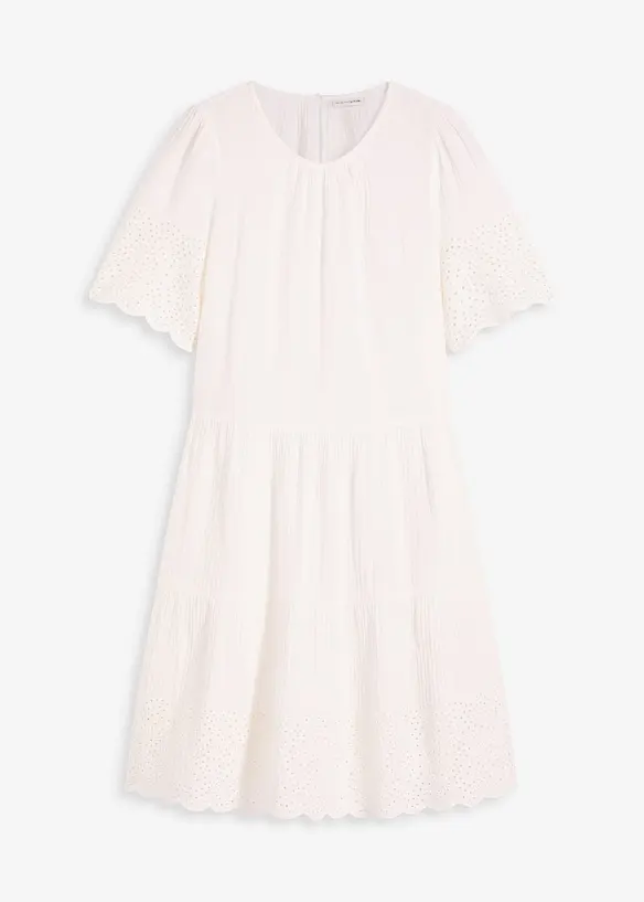 Robe en gaze de coton à broderies anglaises, bonprix