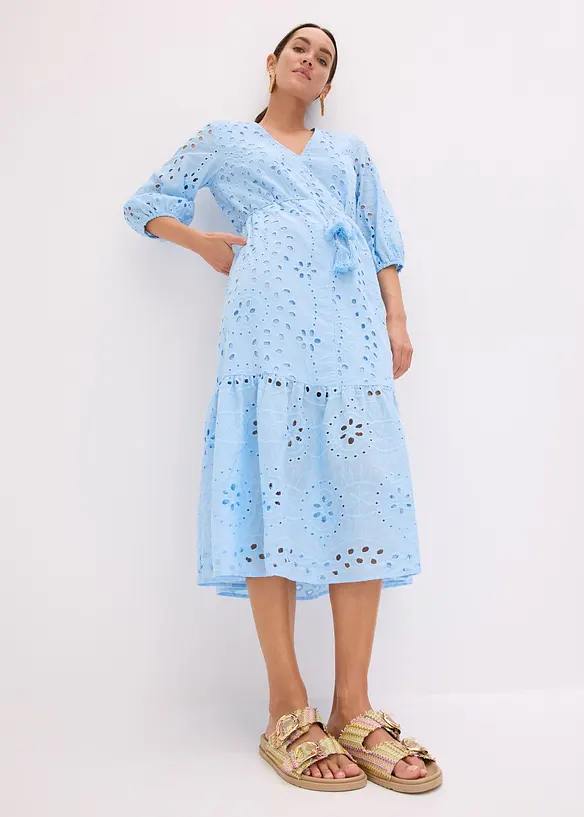 Midikleid aus reiner Baumwolle mit Lochstickerei, bonprix
