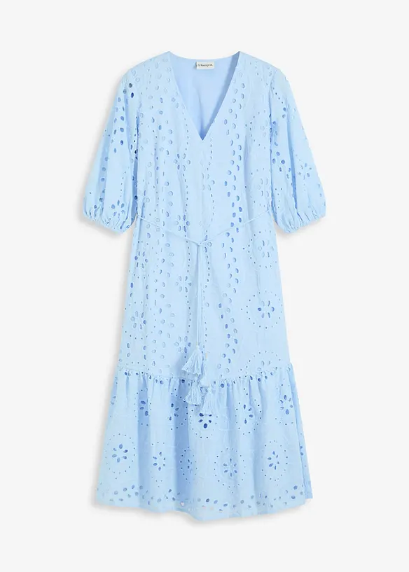 Midikleid aus reiner Baumwolle mit Lochstickerei, bonprix