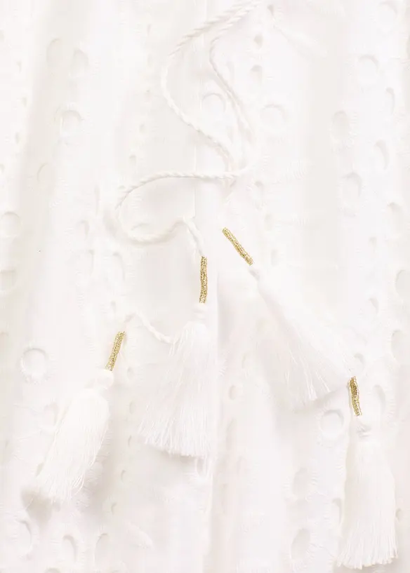 Robe midi à broderies anglaises, bonprix