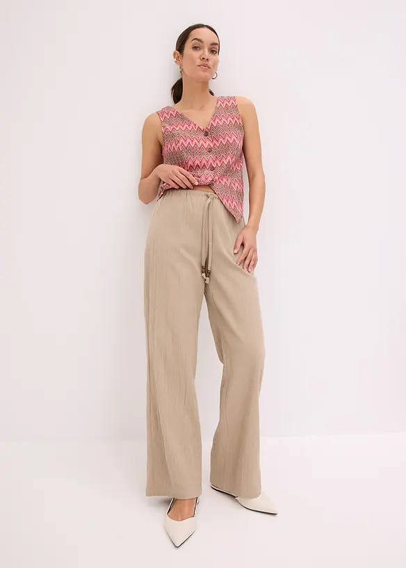 Schlupfhose aus strukturiertem Crinkle, bonprix