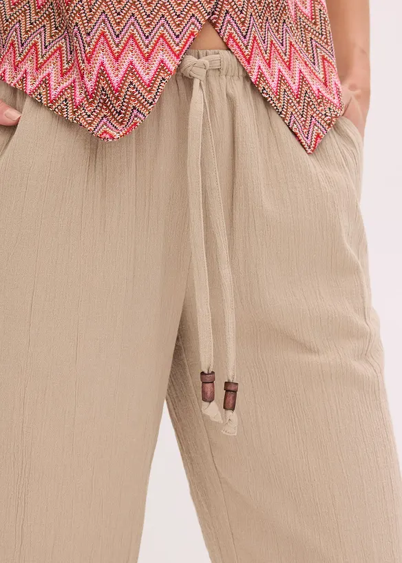 Schlupfhose aus strukturiertem Crinkle, bonprix