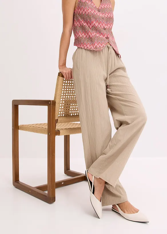 Schlupfhose aus strukturiertem Crinkle, bonprix