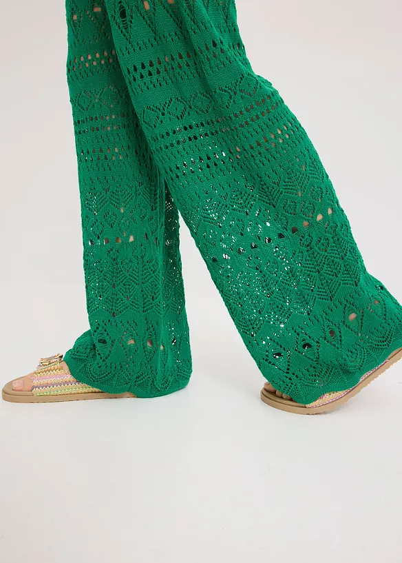 Pantalon en maille ajourée à taille élastiquée, bonprix
