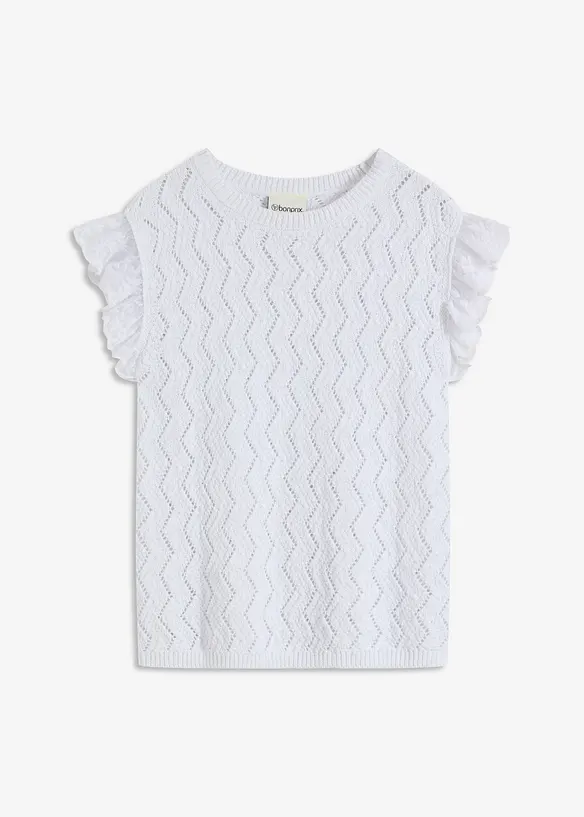 Top en maille aspect crochet avec dentelle, bonprix