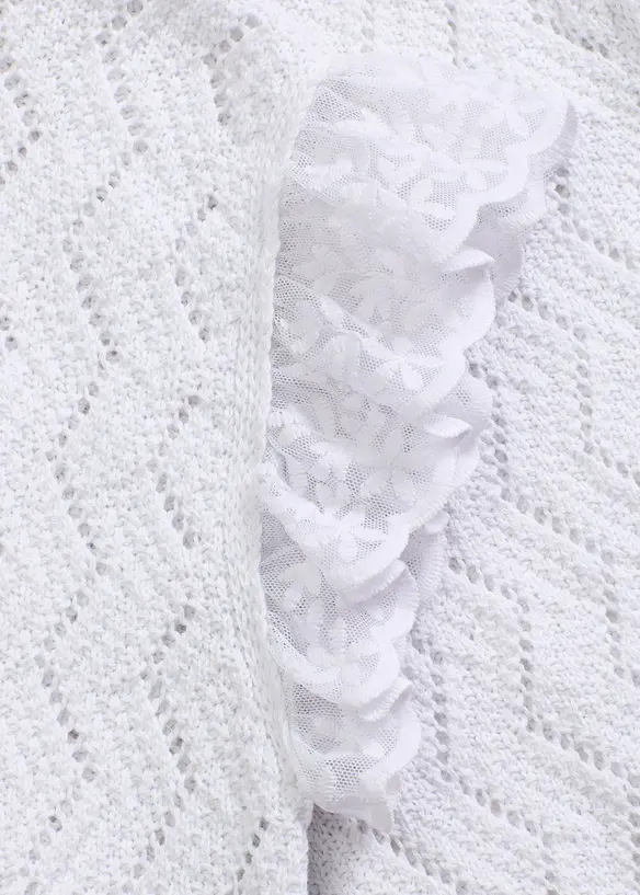 Top en maille aspect crochet avec dentelle, bonprix