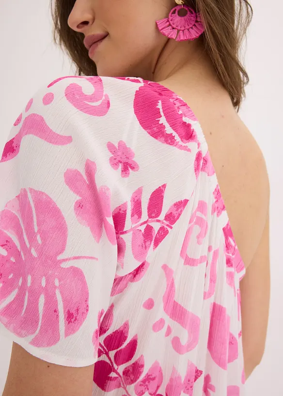 Blouse à encolure asymétrique en viscose texturée, bonprix