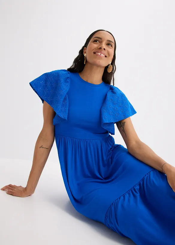 Robe en jersey à motif ajouré en viscose douce et extensible, bonprix