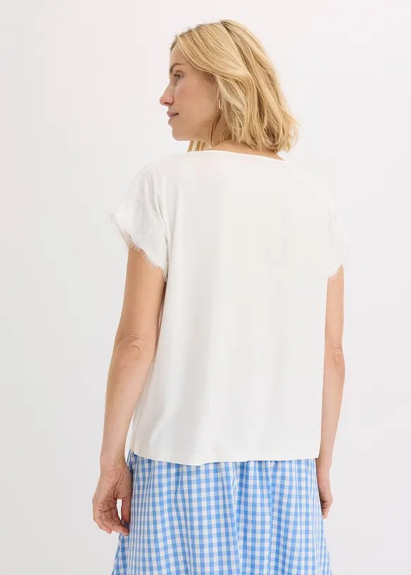 T-shirt en viscose avec dentelle, bonprix