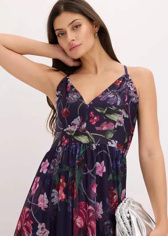 Robe longue en tulle délicat avec bretelles, bonprix