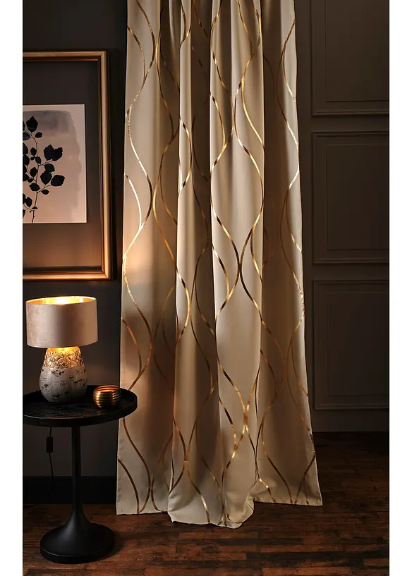 Abdunkelnder Vorhang mit Glanz Druck (1er Pack), bonprix