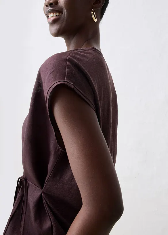 Shirt aus reinem Leinen mit Webbesatz, bonprix