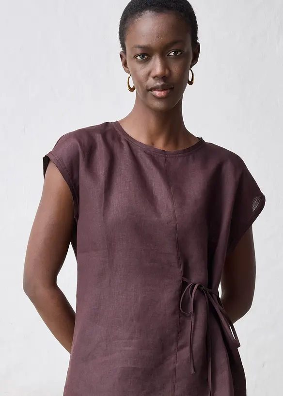 Shirt aus reinem Leinen mit Webbesatz, bonprix