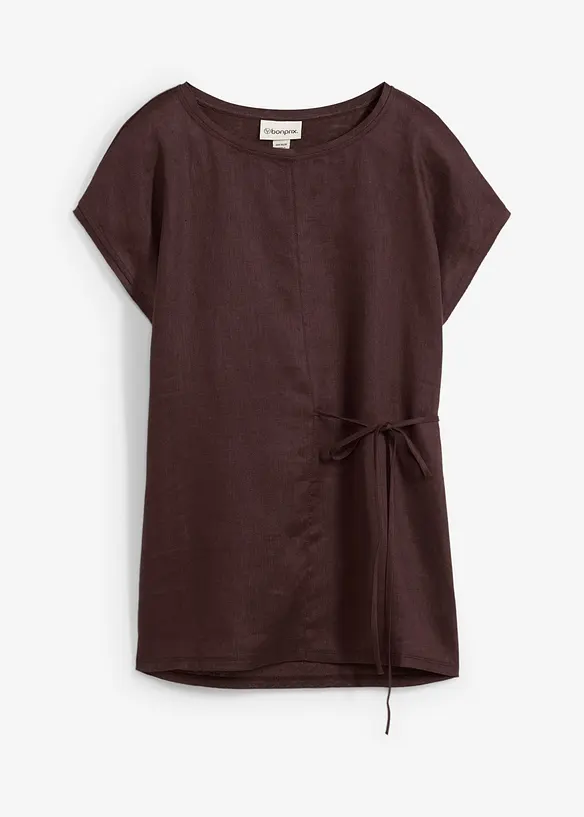 Shirt aus reinem Leinen mit Webbesatz, bonprix