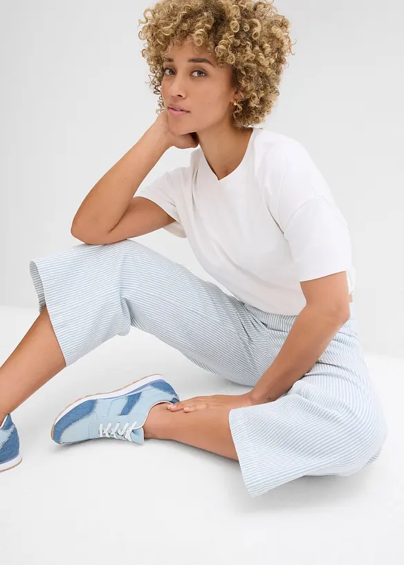 Pantalon en twill à taille élastiquée, bonprix